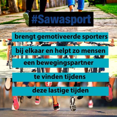 Flyer over #Sawasport, een project om mensen samen te laten sporten